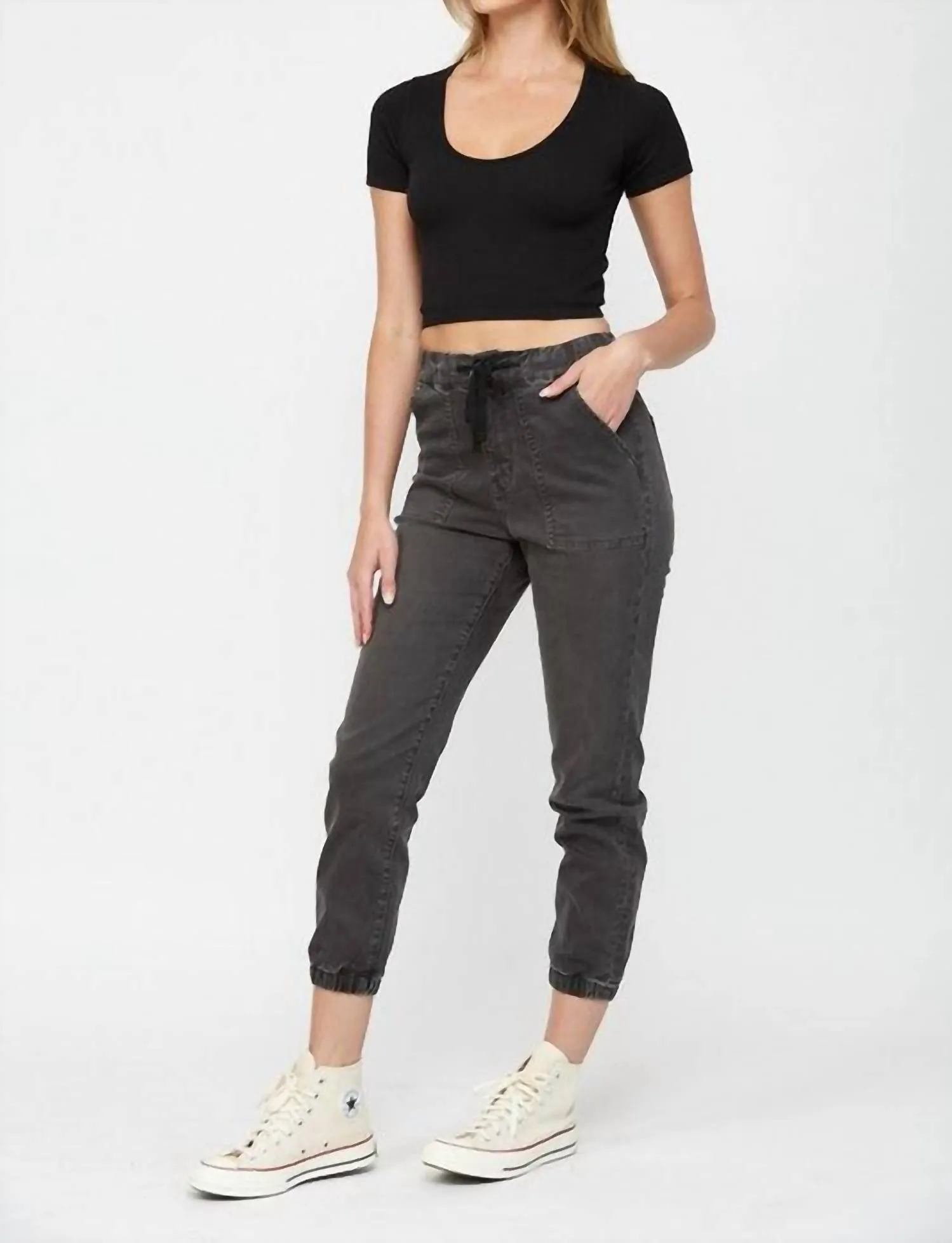 High Rise Jogger Crop Jean In Pickle