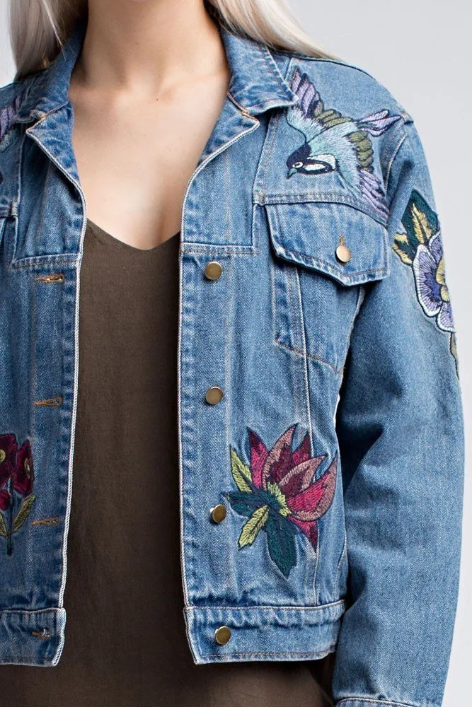 Honey Punch Embroidered Denim Jacket AT0048