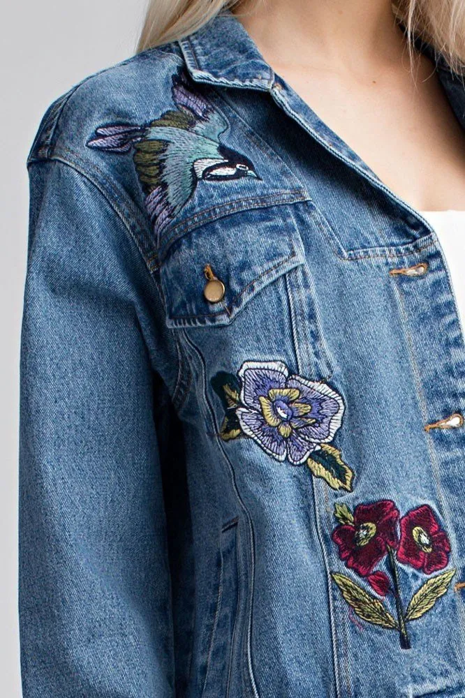 Honey Punch Embroidered Denim Jacket AT0048