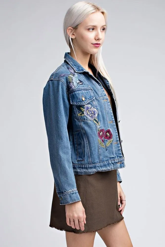 Honey Punch Embroidered Denim Jacket AT0048