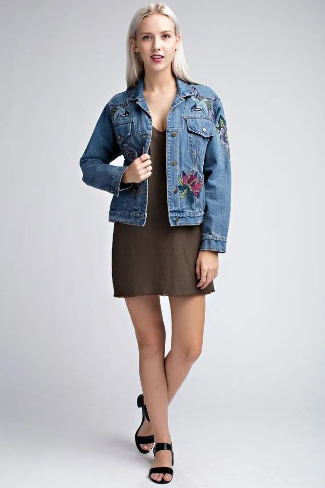 Honey Punch Embroidered Denim Jacket AT0048