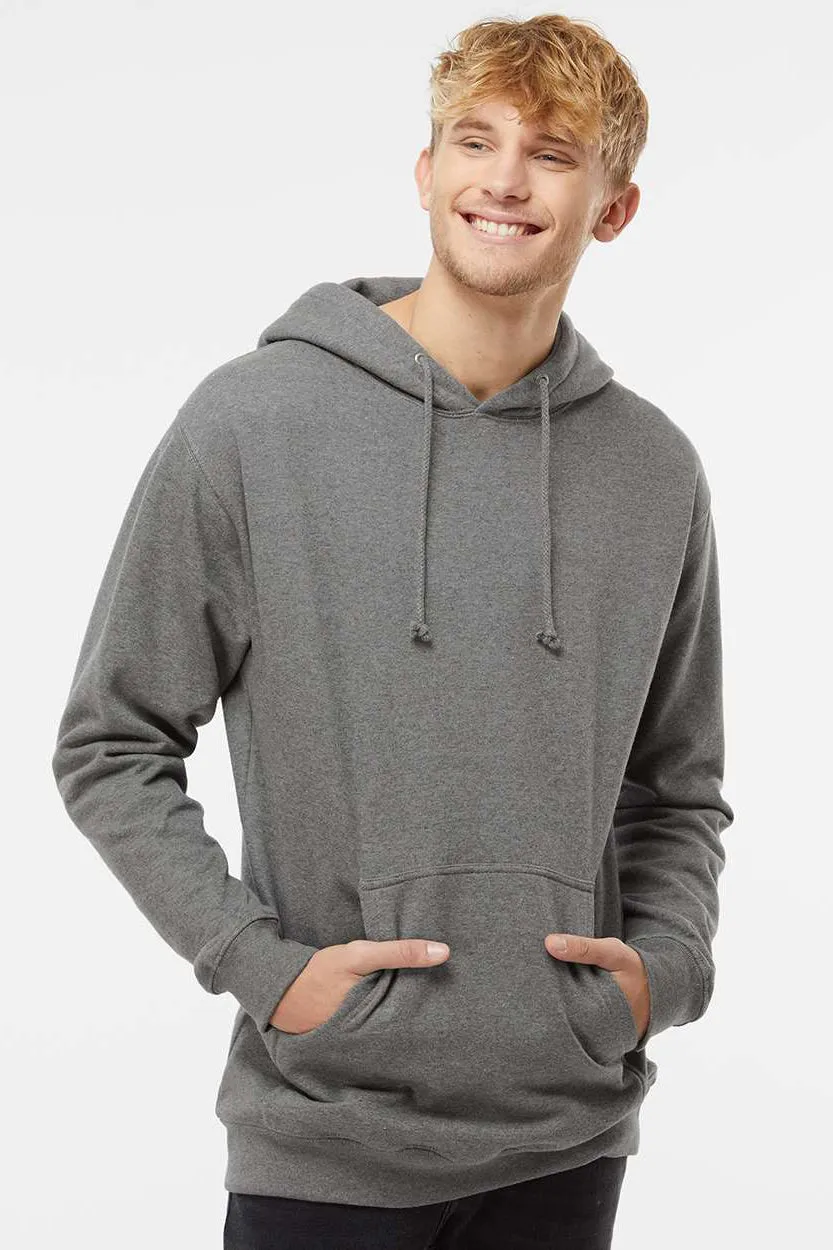 Independent Trading Company Mens Hooded Sweatshirt Hoodie w/ Pouch Pocket - Heather Gunmetal Grey