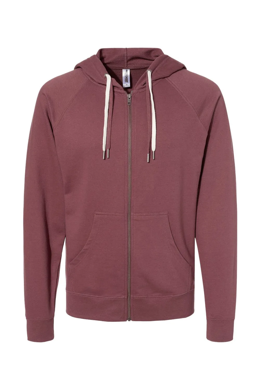 Independent Trading Company Mens Icon Loopback Terry Full Zip Hooded Sweatshirt Hoodie w/ Pockets - Port
