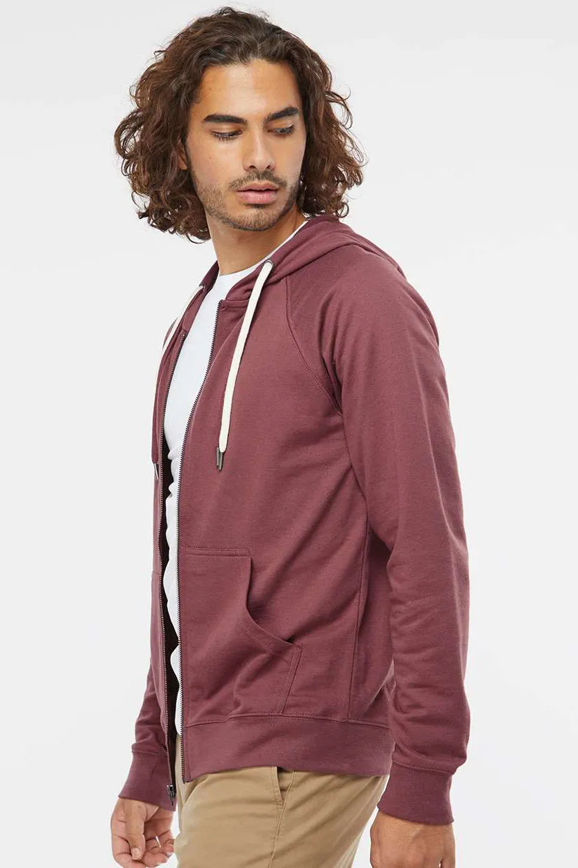 Independent Trading Company Mens Icon Loopback Terry Full Zip Hooded Sweatshirt Hoodie w/ Pockets - Port