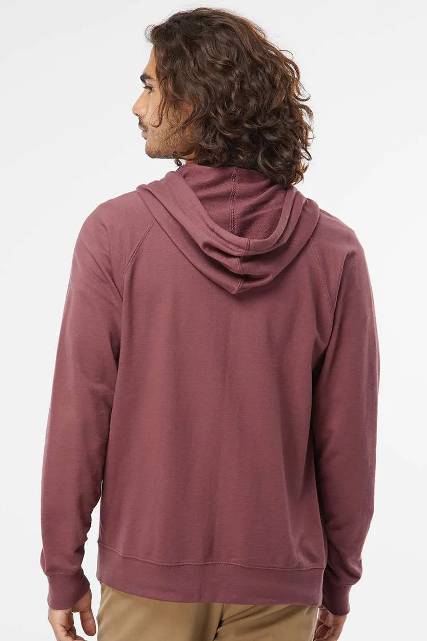 Independent Trading Company Mens Icon Loopback Terry Full Zip Hooded Sweatshirt Hoodie w/ Pockets - Port