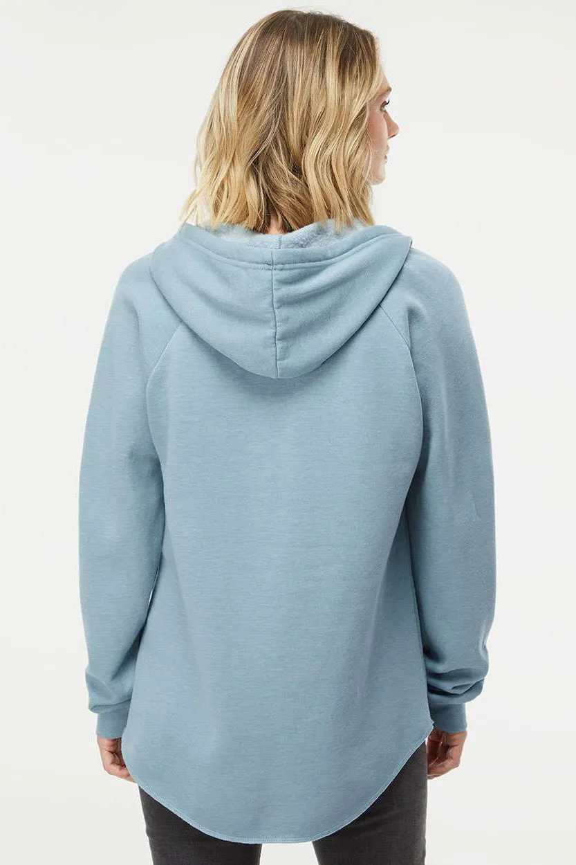 Independent Trading Company Womens California Wave Wash Hooded Sweatshirt Hoodie - Misty Blue