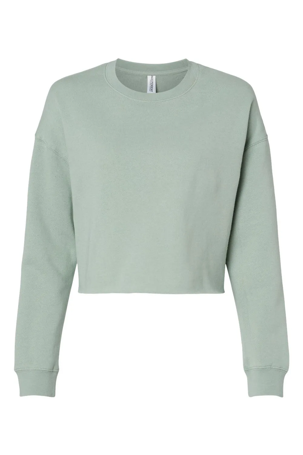 Independent Trading Company Womens Crop Crewneck Sweatshirt - Sage Green