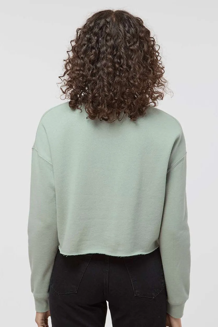 Independent Trading Company Womens Crop Crewneck Sweatshirt - Sage Green