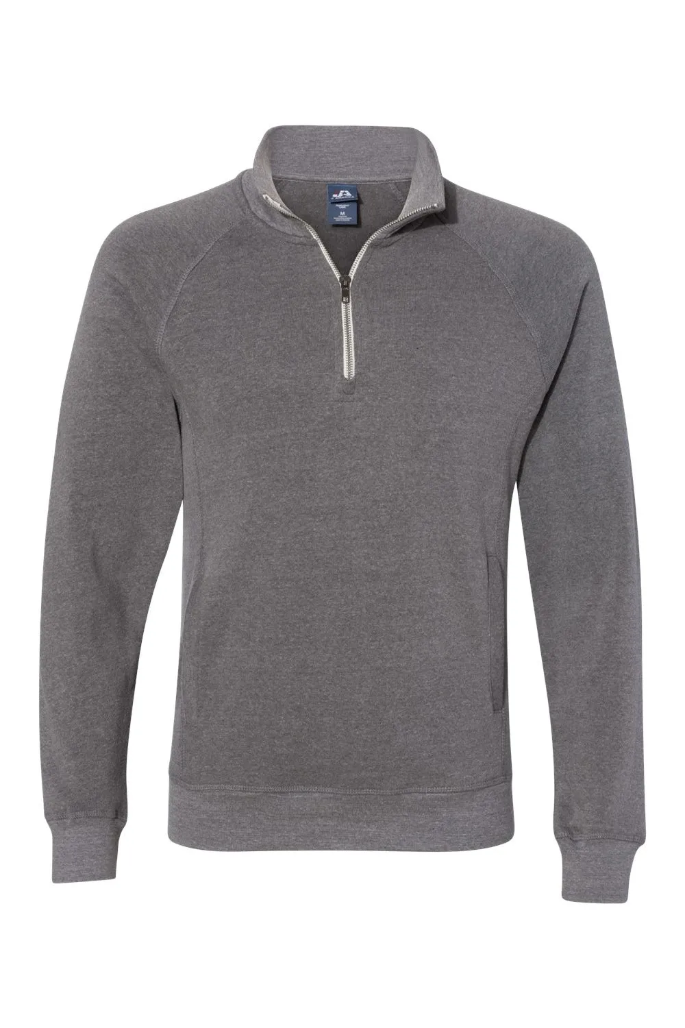 J America Mens Fleece 1/4 Zip Sweatshirt w/ Pockets - Smoke Grey