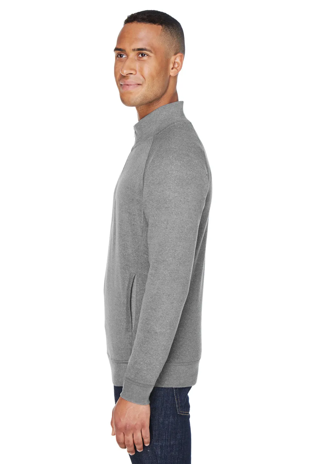J America Mens Fleece 1/4 Zip Sweatshirt w/ Pockets - Smoke Grey