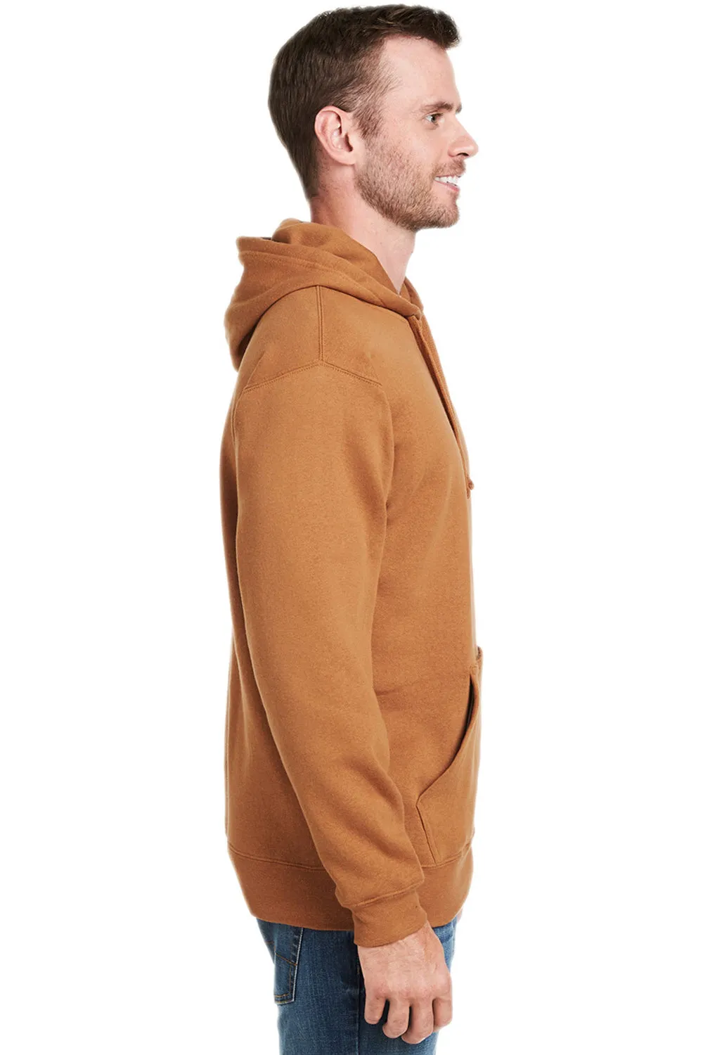 J America Mens Tailgate Fleece Hooded Sweatshirt Hoodie w/ Pouch Pocket - Copper