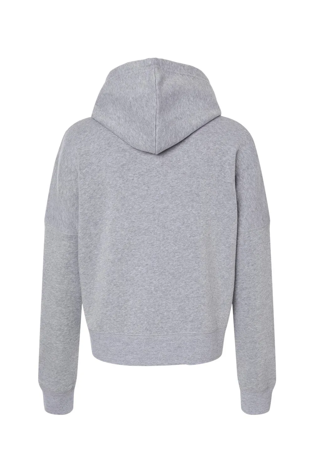 J America Womens Cropped Hooded Sweatshirt Hoodie - Grey Triblend