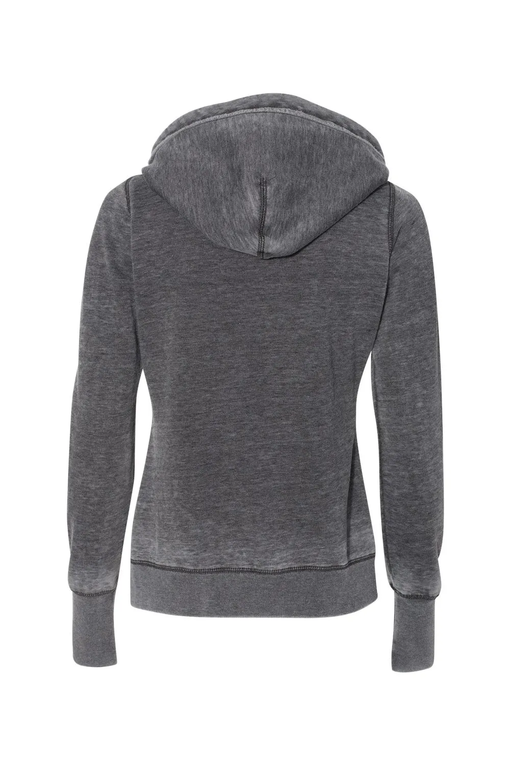 J America Womens Zen Burnout Fleece Hooded Sweatshirt Hoodie w/ Pouch Pocket - Dark Smoke Grey