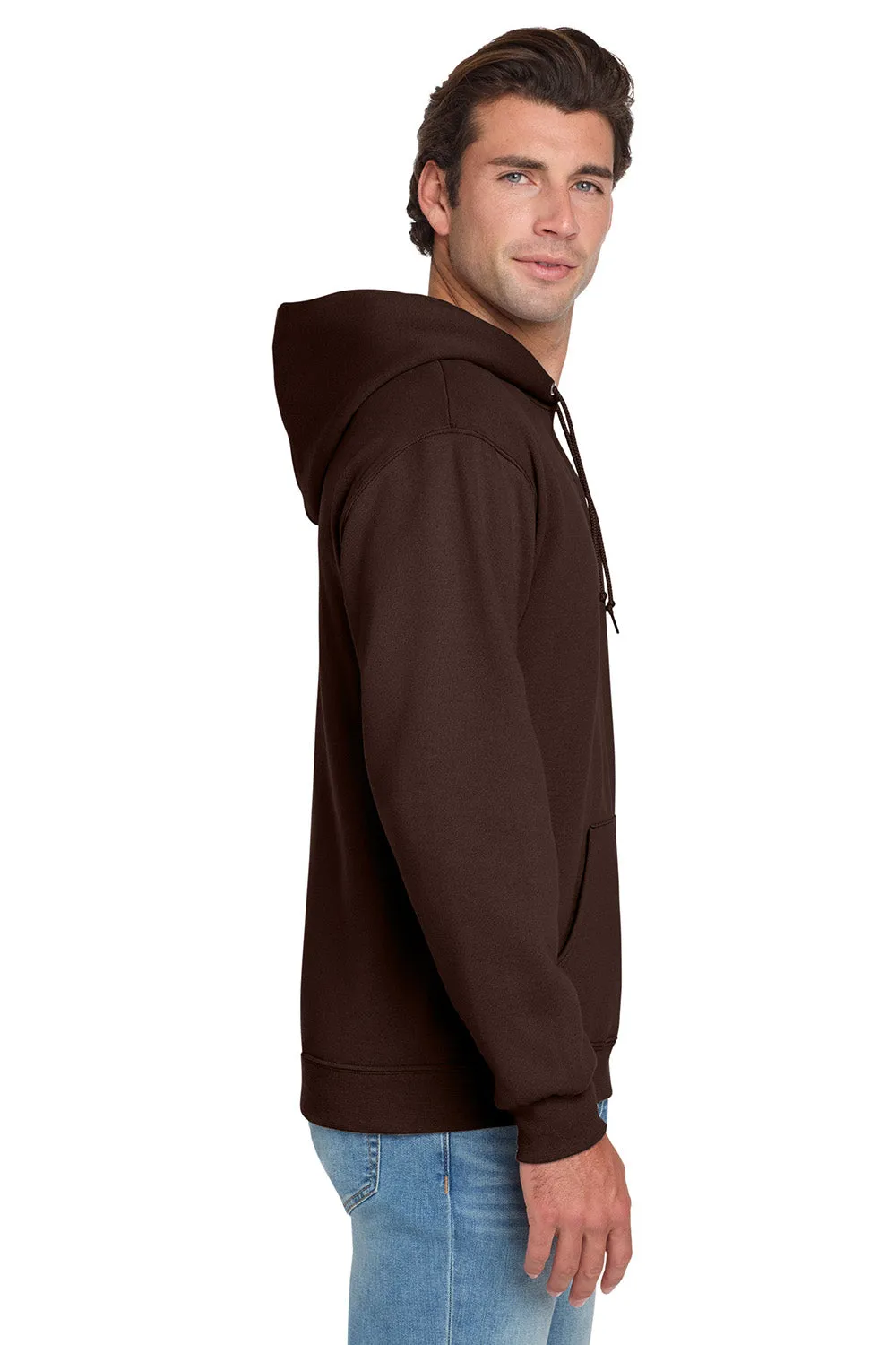Jerzees Mens NuBlend Pill Resistant Fleece Hooded Sweatshirt Hoodie w/ Pouch Pocket - Chocolate Brown