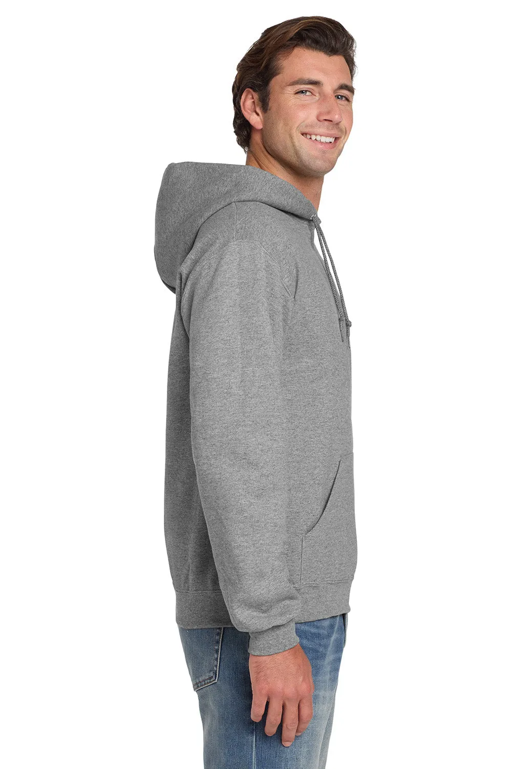 Jerzees Mens Super Sweats NuBlend Pill Resistant Fleece Hooded Sweatshirt Hoodie w/ Pouch Pocket - Oxford Grey