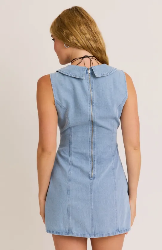 Jordan Collared Sleeveless Denim Dress