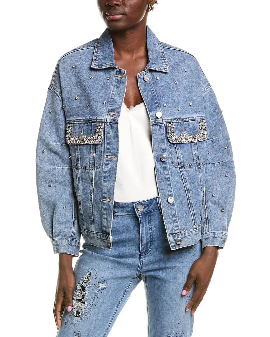 Joseph Ribkoff Crystal Embellished Denim Jacket