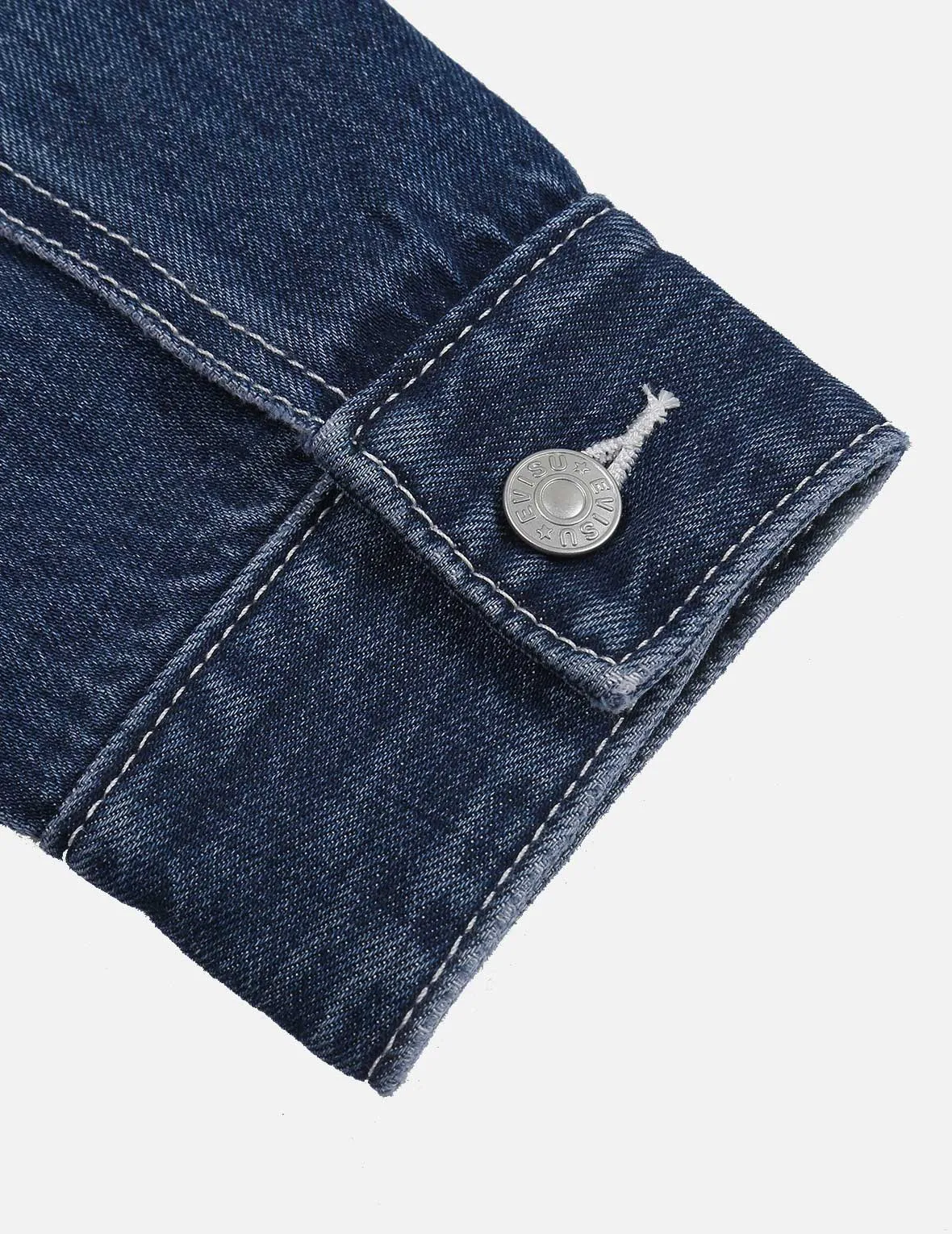 Kamon Print Sherpa Mixed Denim Shirt Jacket