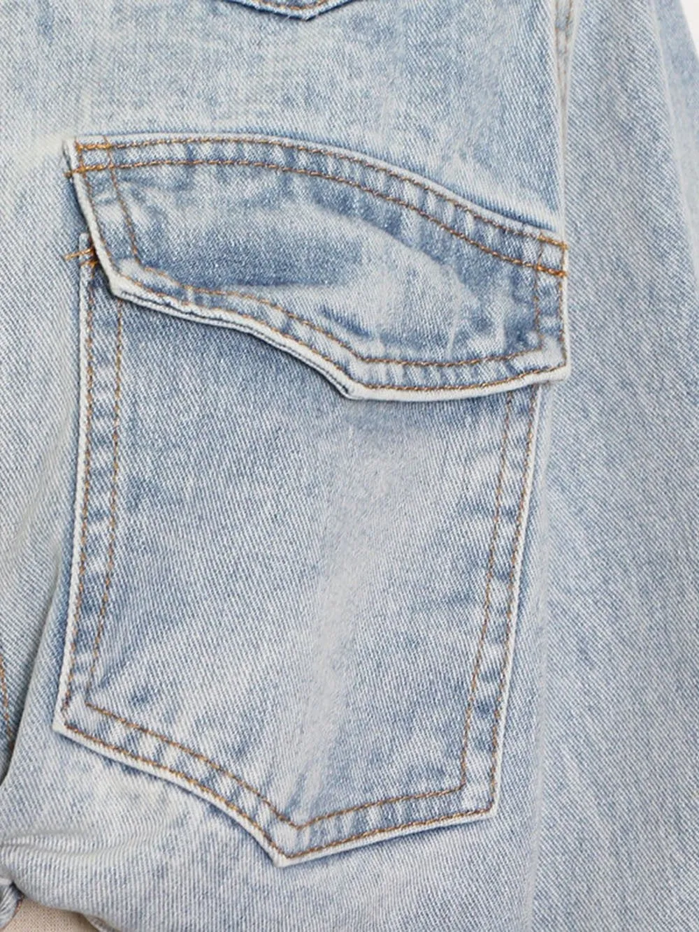 Lace Up Bowknot Denim Jacket