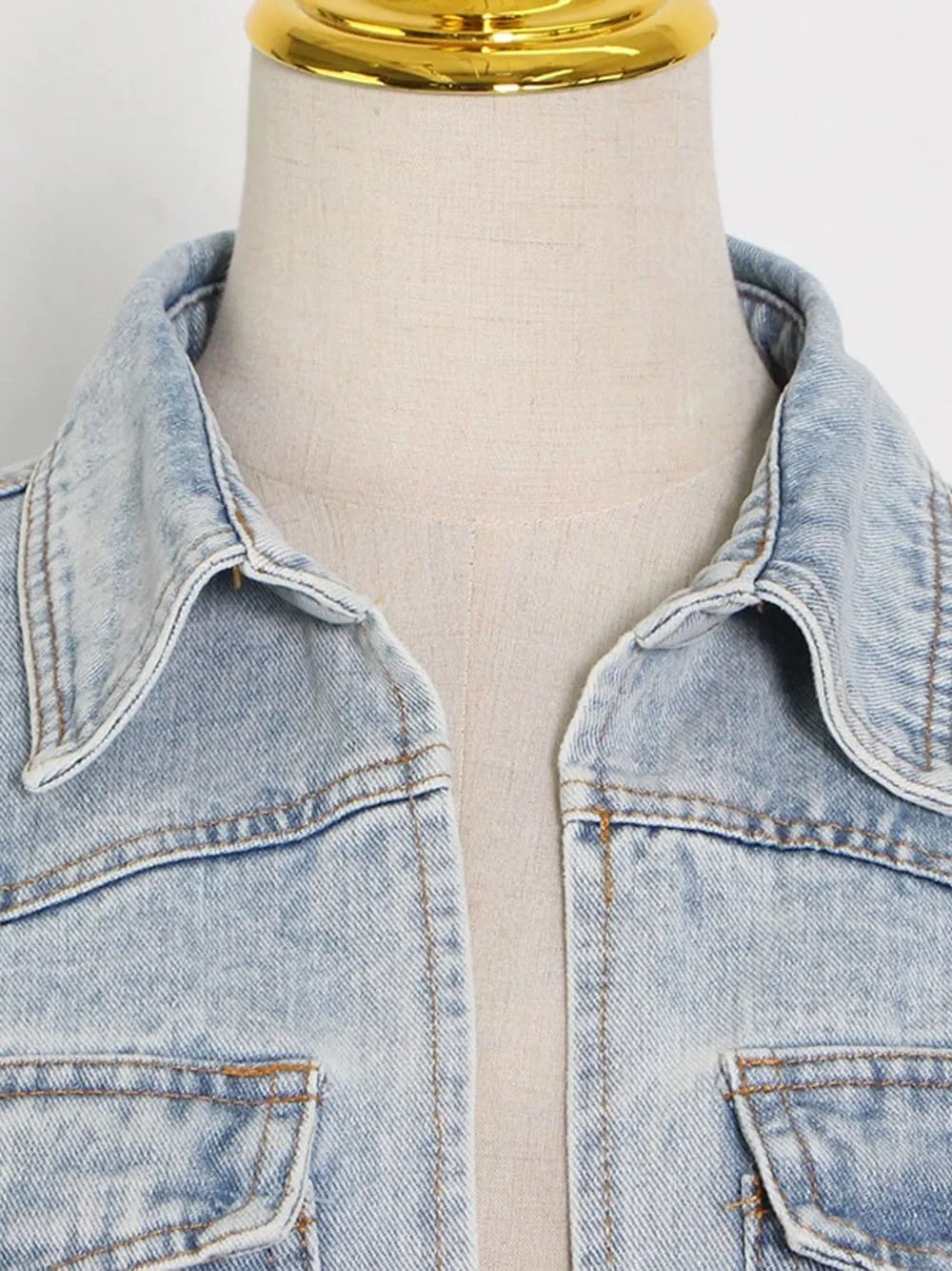 Lace Up Bowknot Denim Jacket