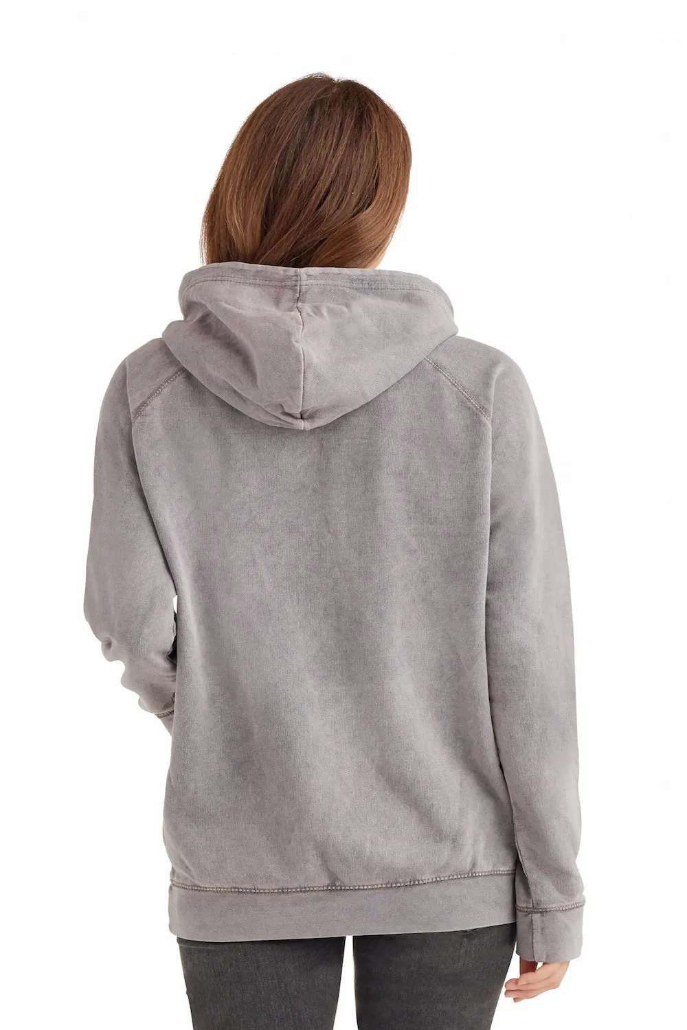 Lane Seven Mens Vintage Raglan Hooded Sweatshirt Hoodie w/ Pouch Pocket - Vintage Zinc Grey