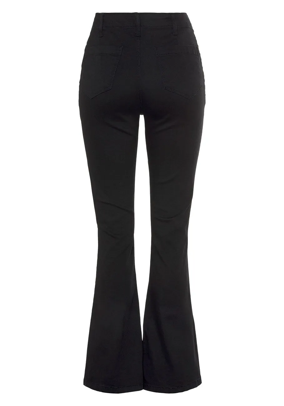LASCANA Women's Button Detail Flare Jeans
