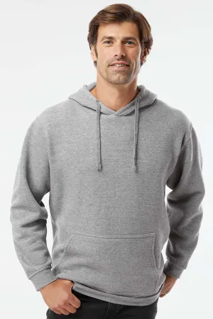 LAT Mens Elevated Fleece Basic Hooded Sweatshirt Hoodie w/ Pouch Pocket - Heather Granite Grey