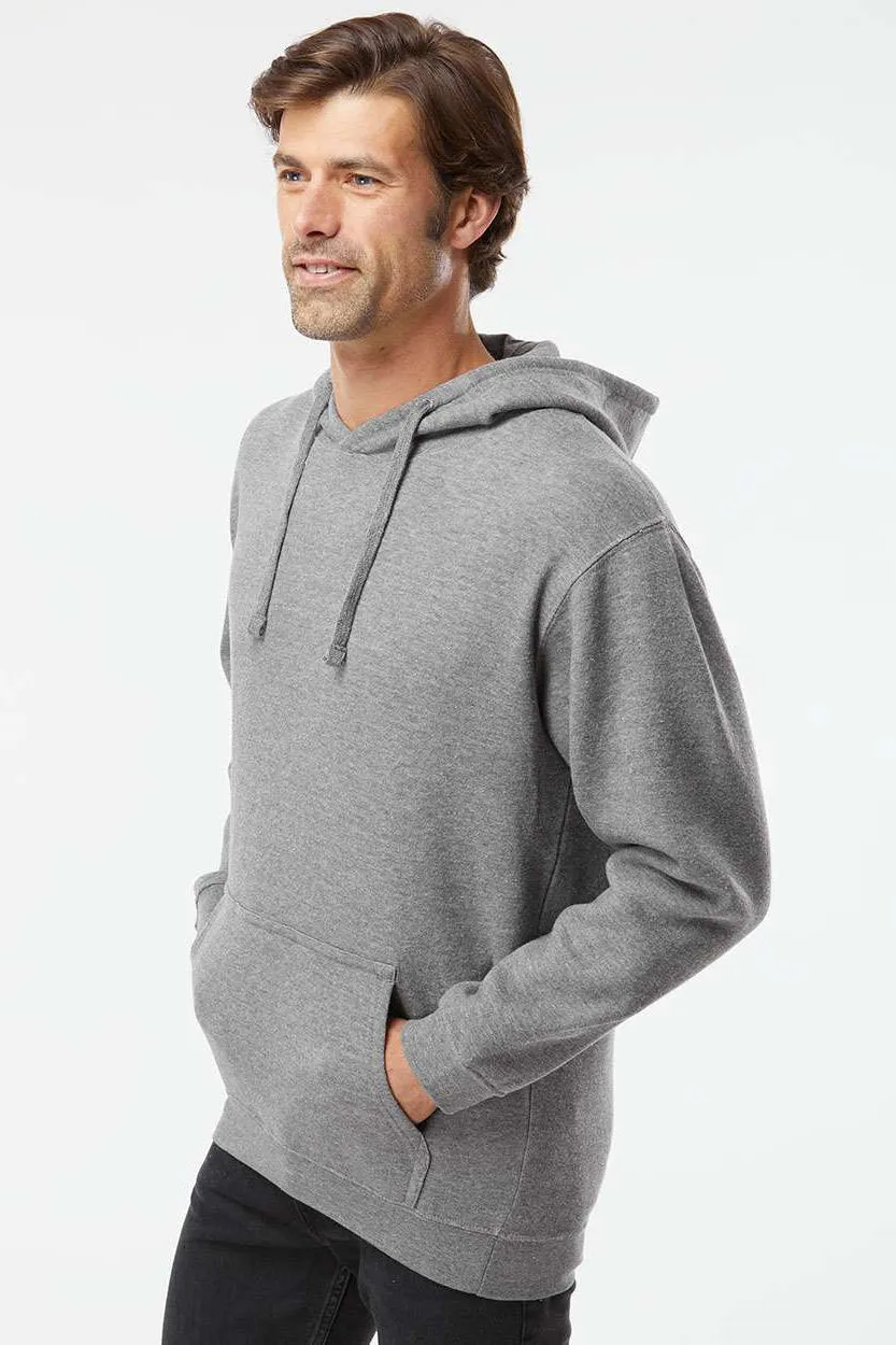LAT Mens Elevated Fleece Basic Hooded Sweatshirt Hoodie w/ Pouch Pocket - Heather Granite Grey