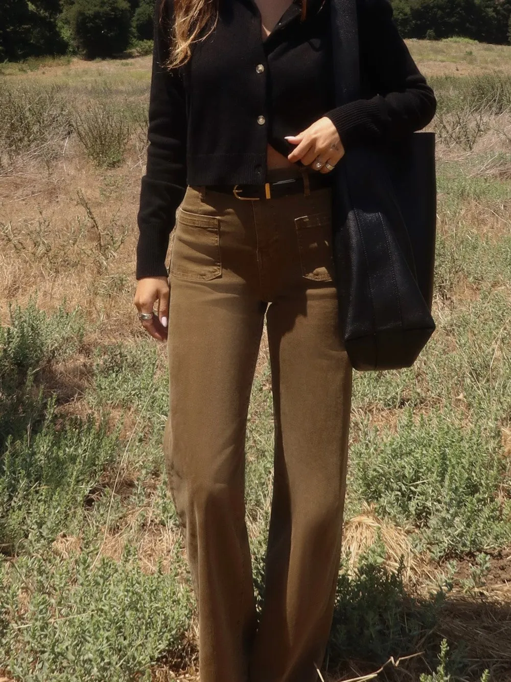 Le Slim Palazzo Bardot Pocket -- Khaki Green