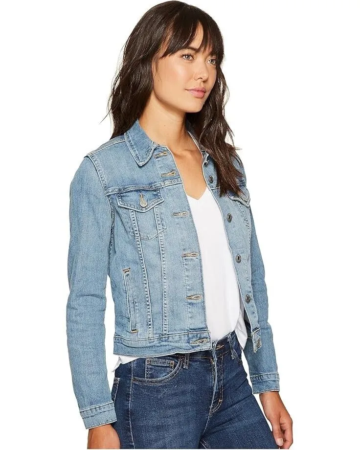 Levis Trucker Jacket Women's Large Blue Cotton Blend Denim Long Sleeve JDM216