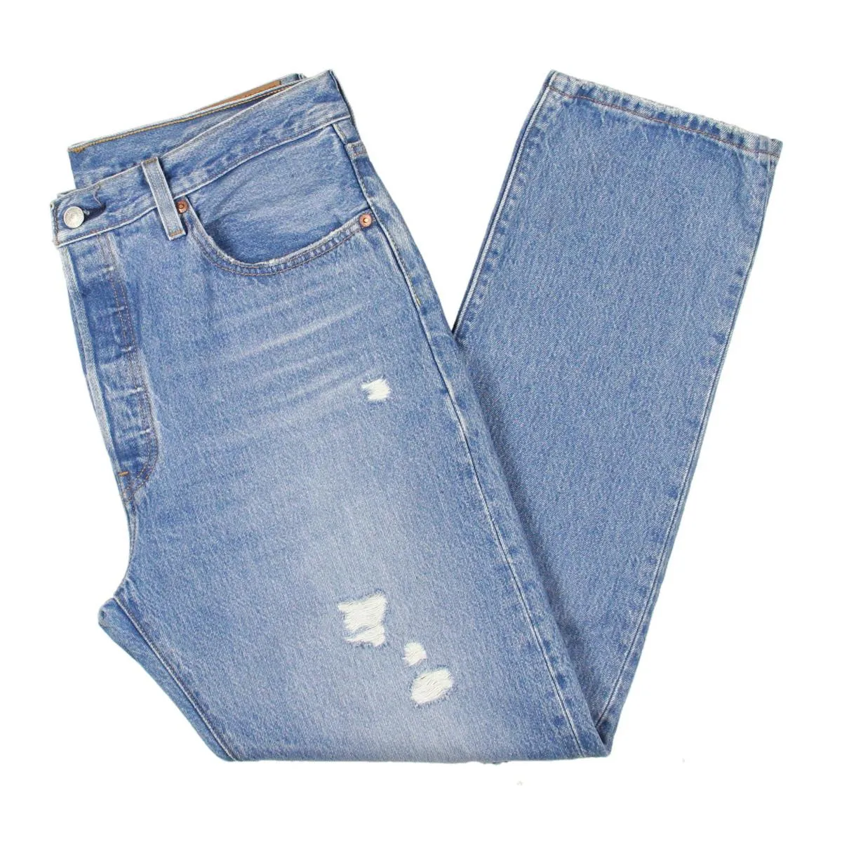 Levi's Womens 501 Button Fly Distressed Straight Leg Jeans
