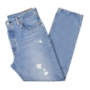 Levi's Womens 501 Button Fly Distressed Straight Leg Jeans