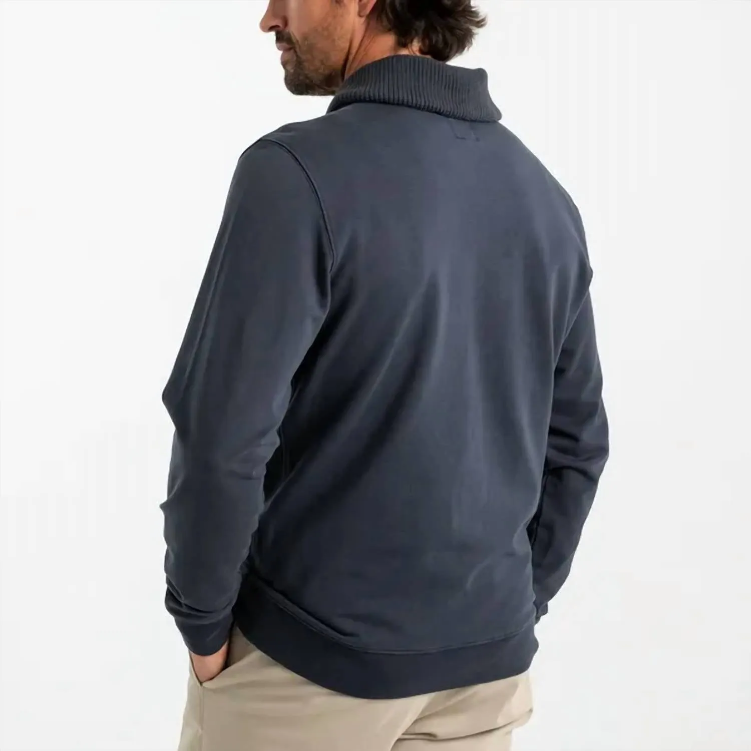 Long Sleeve Heyburn Shawl Collar Pullover In Navy