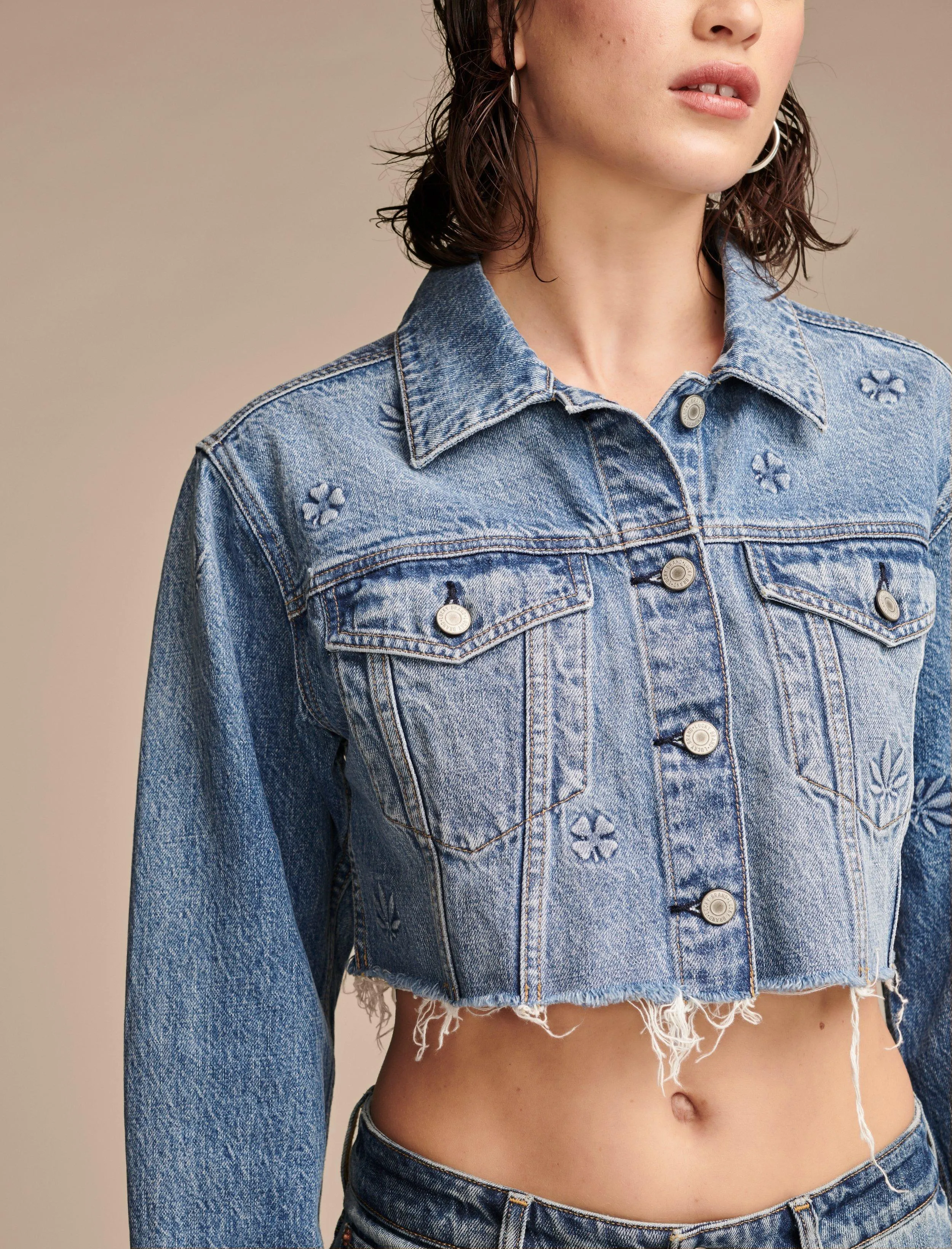 Lucky Brand Women's Highest Quality Denim Hemp Cropped Trucker