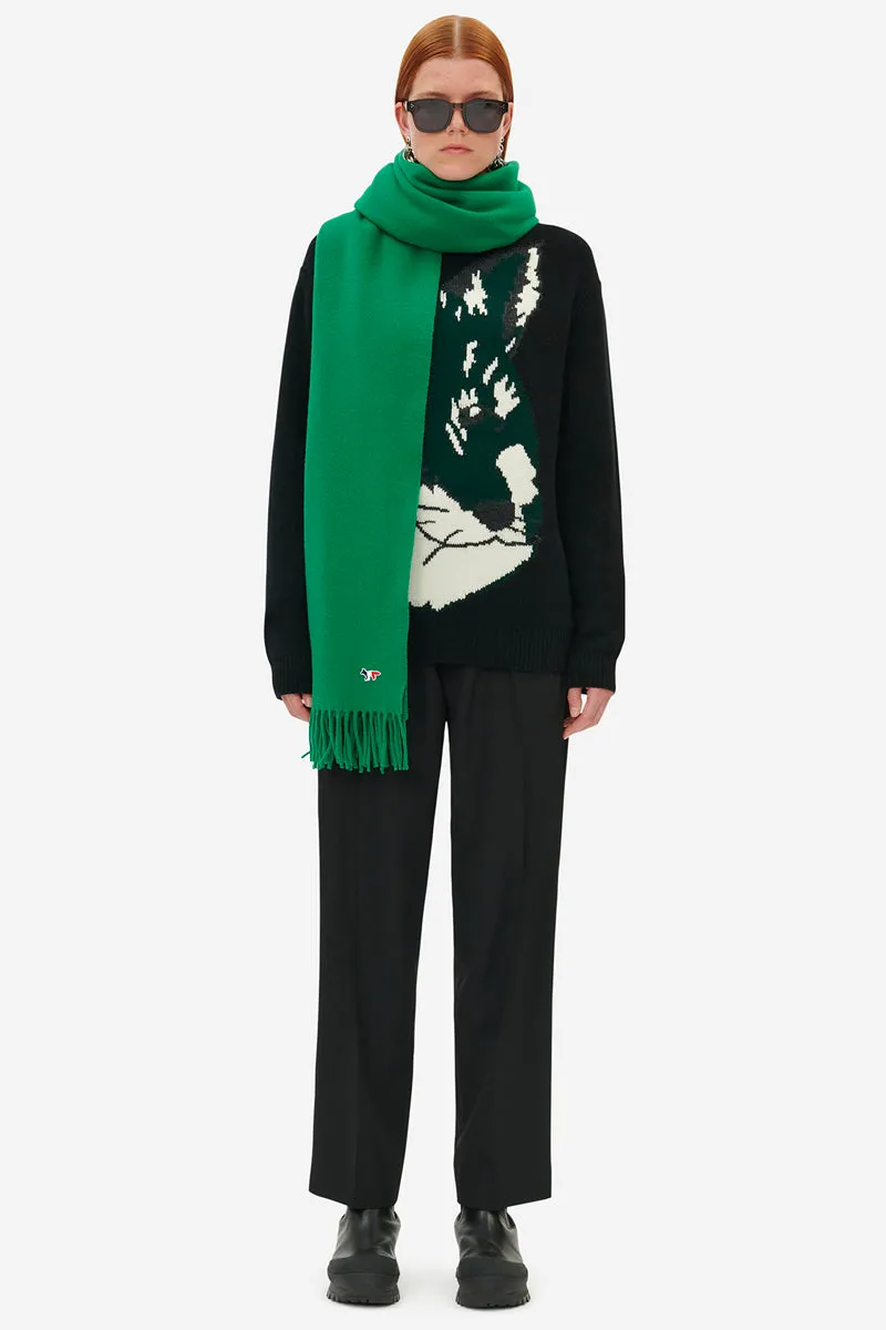 Maison Kitsuné Oversize Fox Head Jacquard Pullover Black