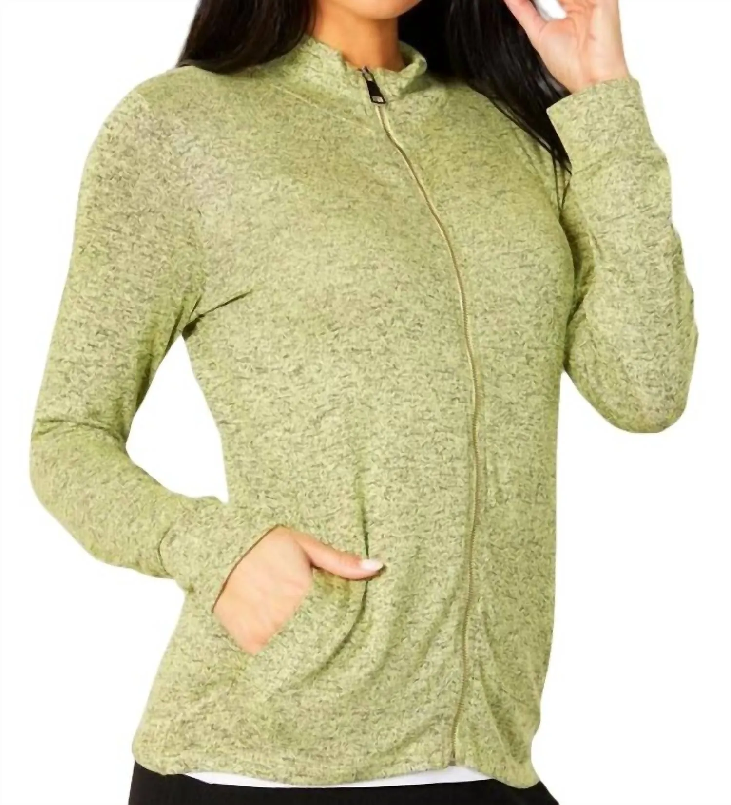 Melange Zip Jacket In Lime