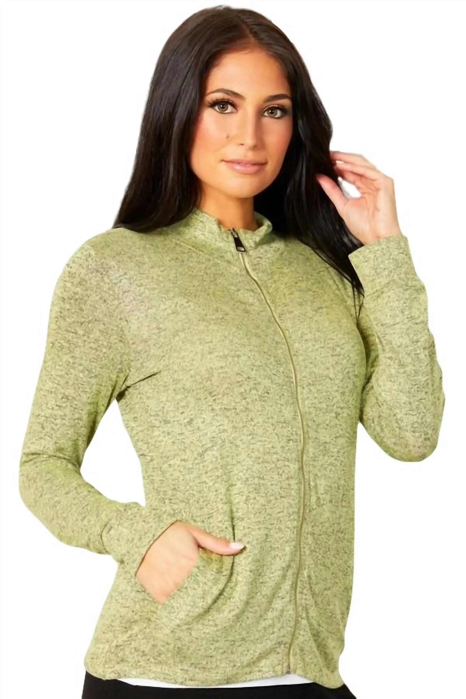 Melange Zip Jacket In Lime