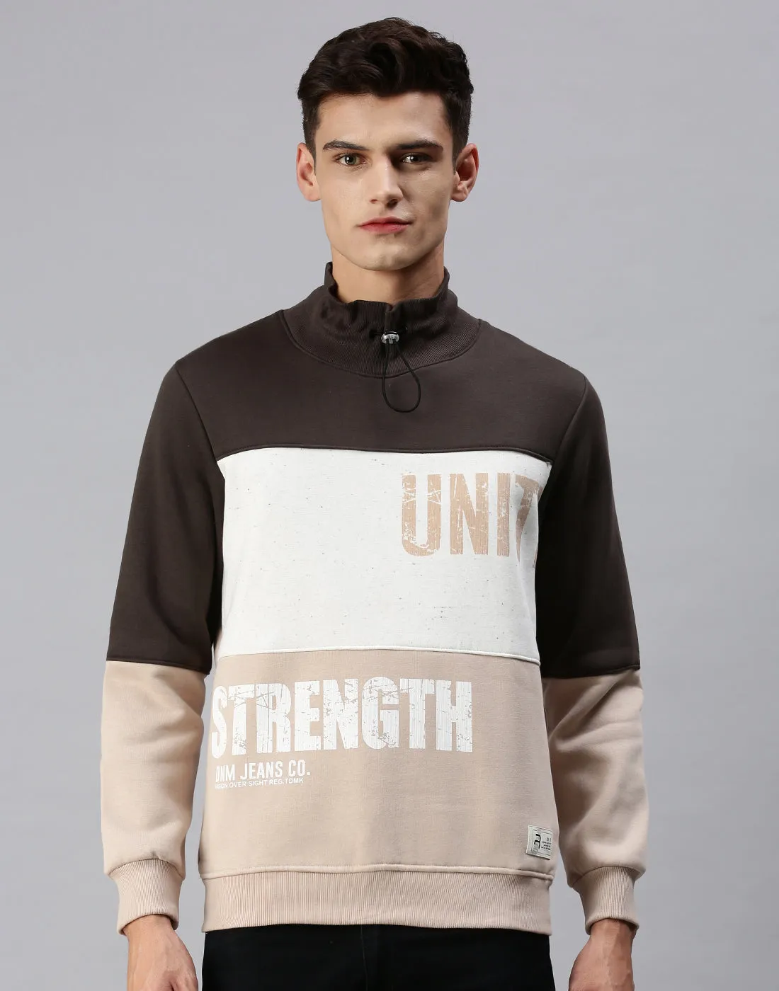 Men Beige Colourblocked Sweatshirt