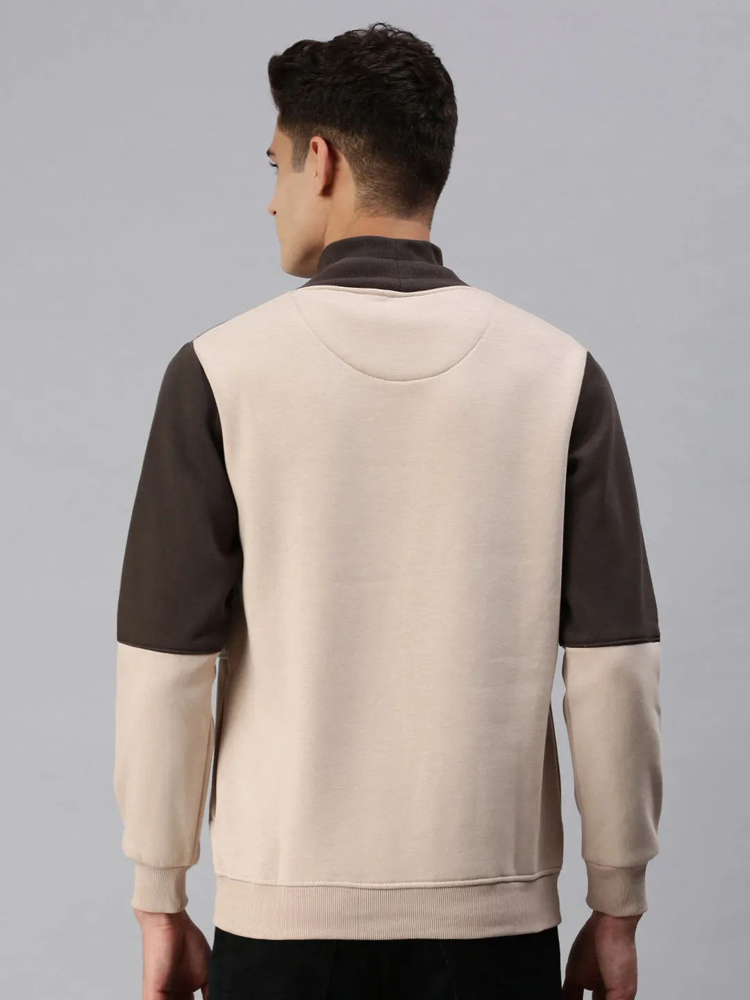 Men Beige Colourblocked Sweatshirt