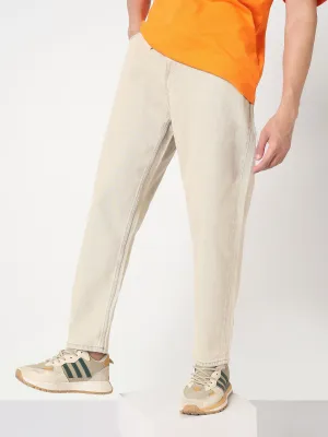 Men Beige Tapered Fit Jeans