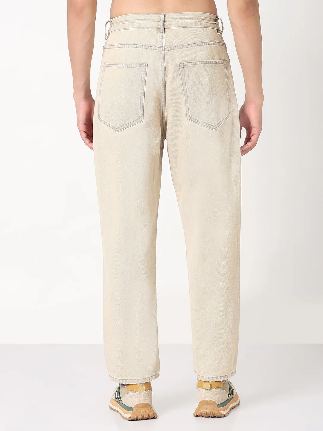 Men Beige Tapered Fit Jeans