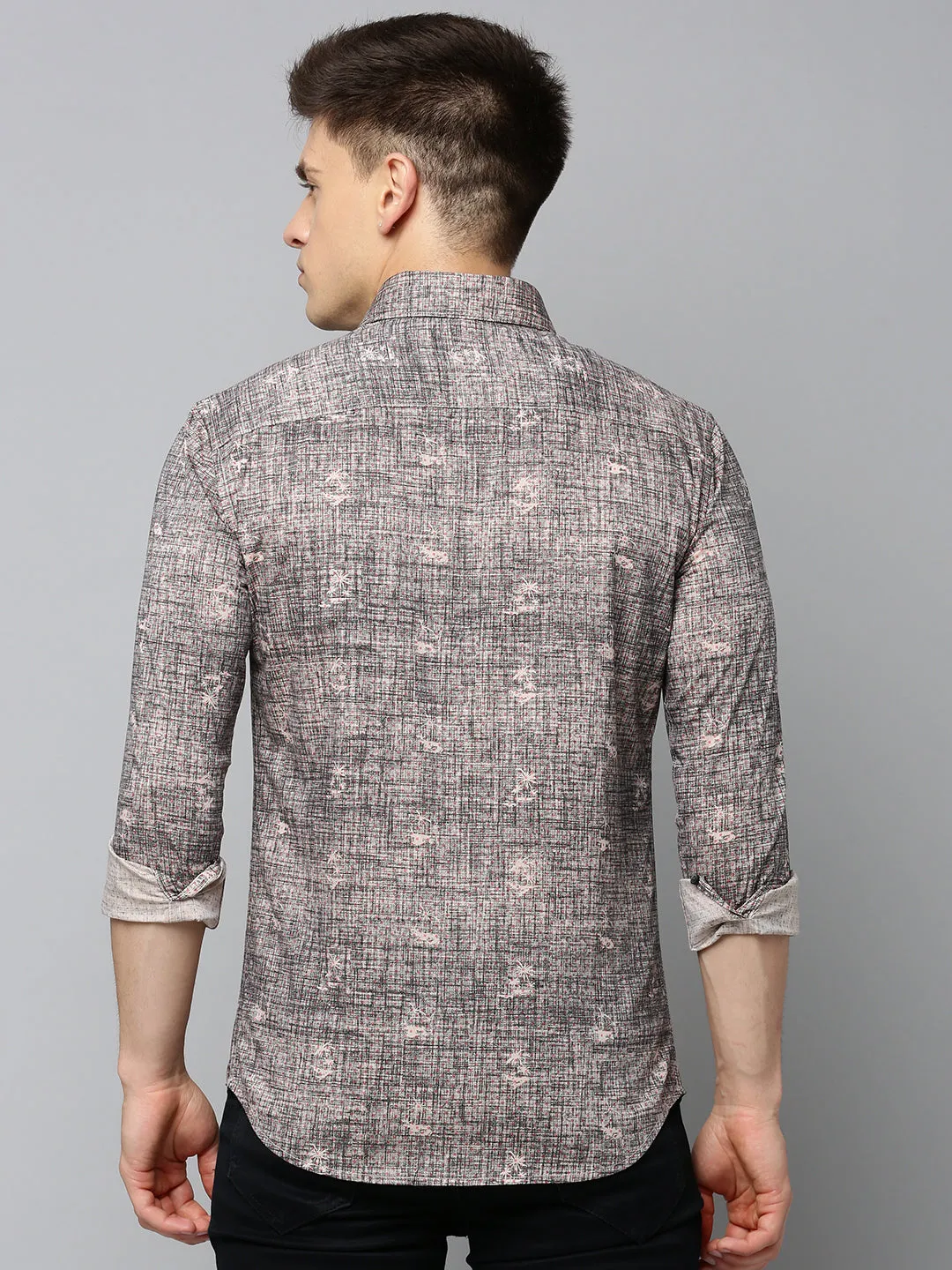 Men Black Comfort Regular Fit Abstract Printed Cotton Casual Shirt