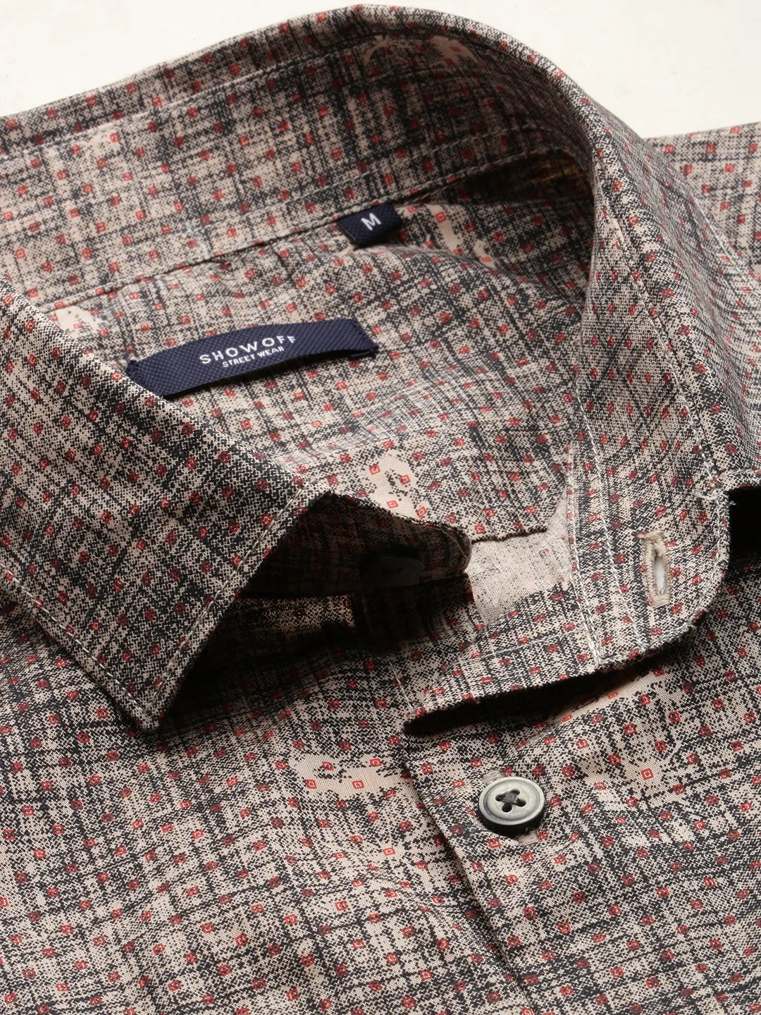 Men Black Comfort Regular Fit Abstract Printed Cotton Casual Shirt