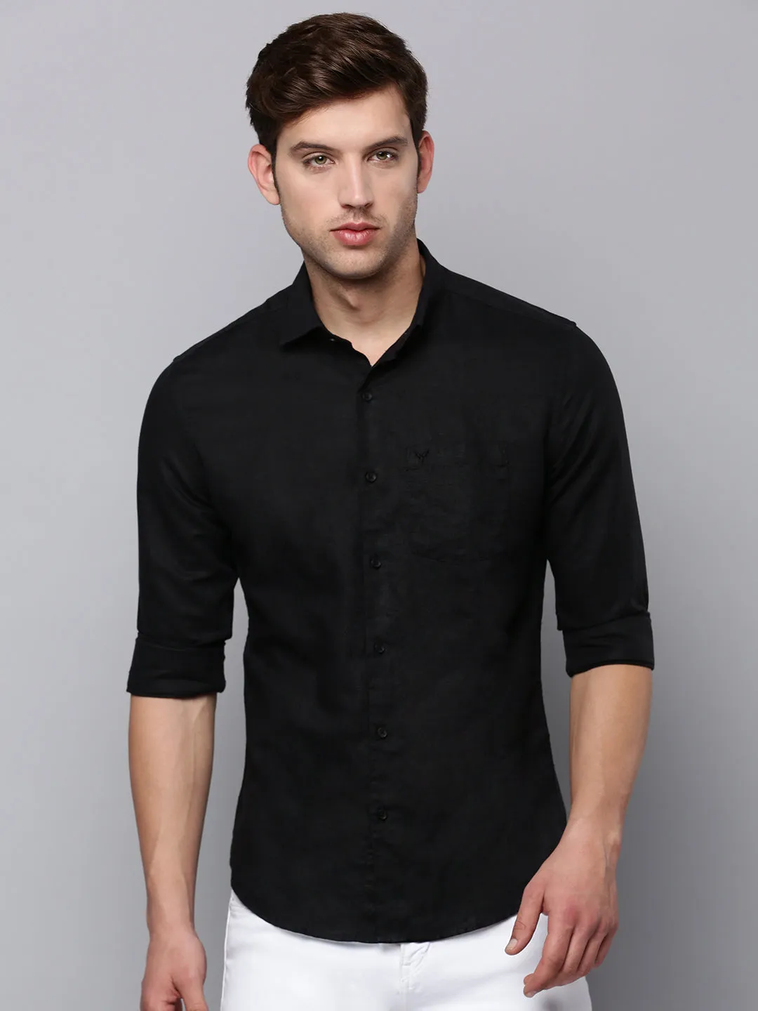 Men Black Cotton Classic Casual Shirt