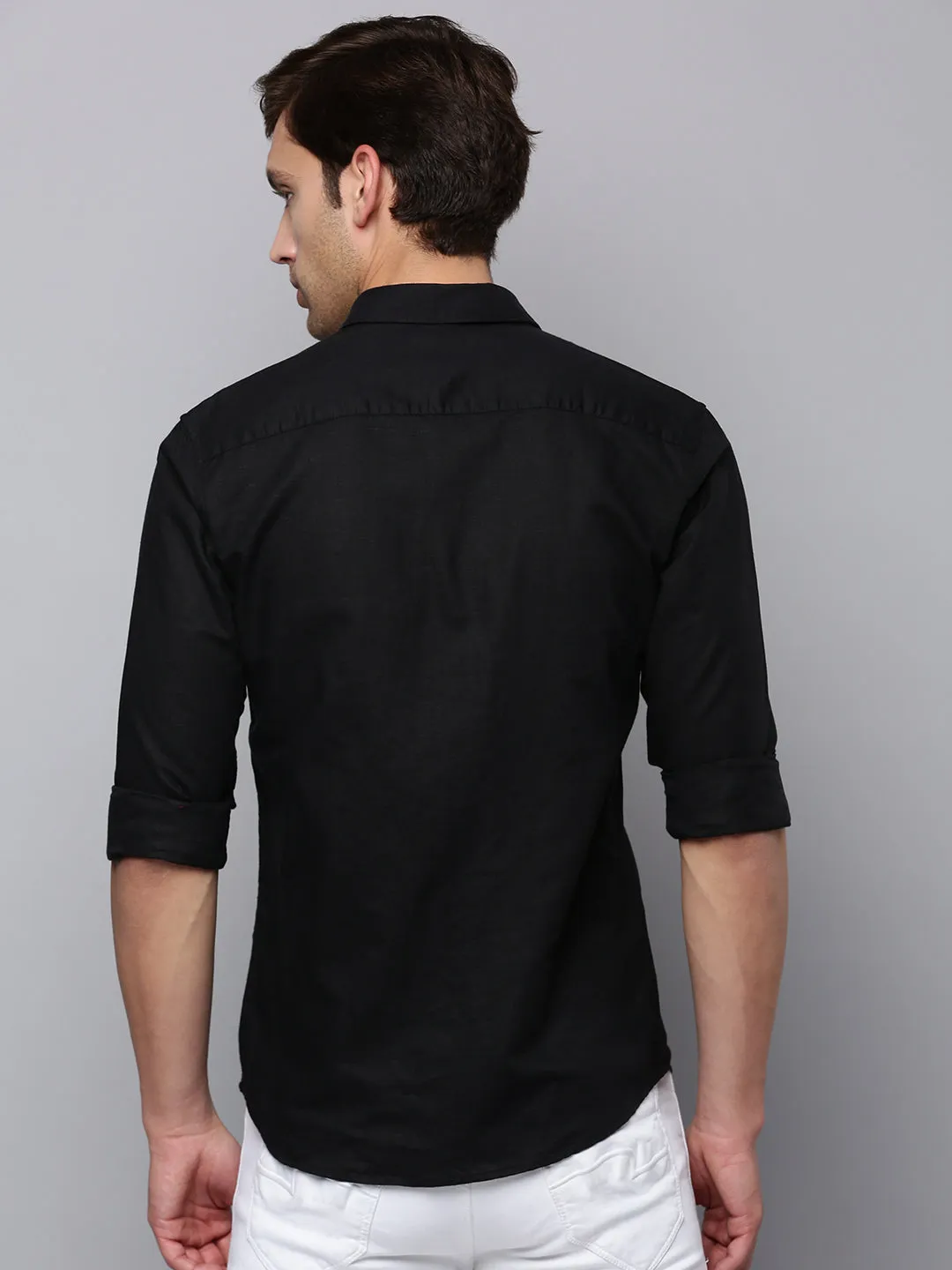 Men Black Cotton Classic Casual Shirt