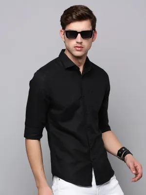 Men Black Cotton Classic Casual Shirt