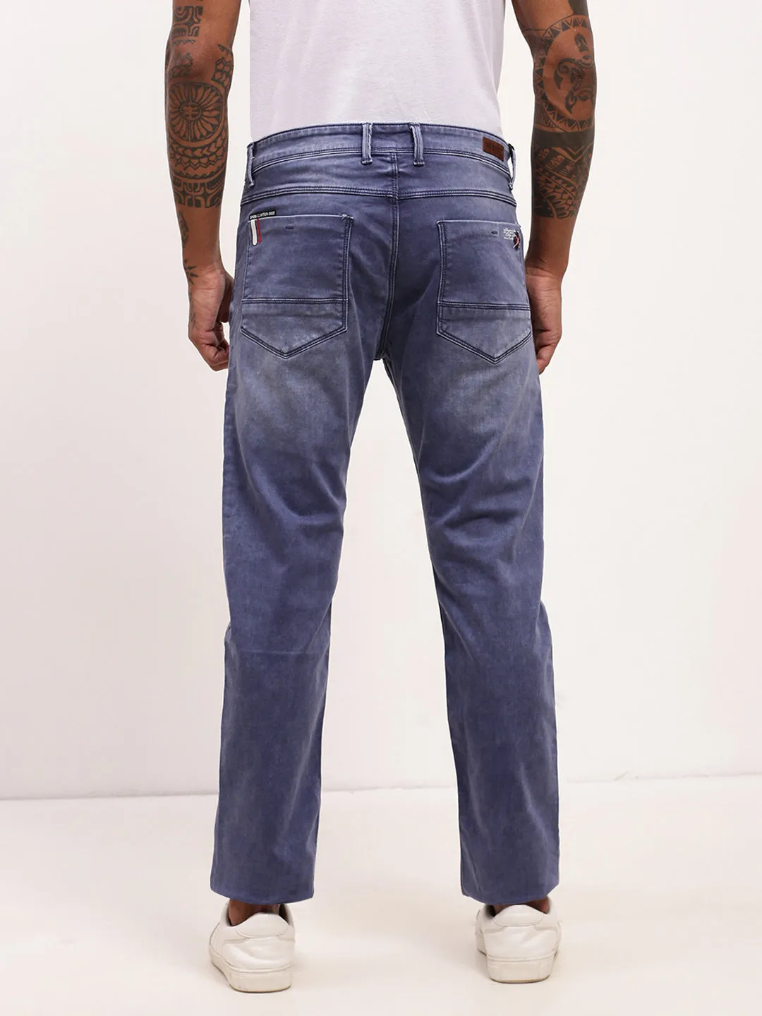 Men Blue Solid Straight Fit Jeans