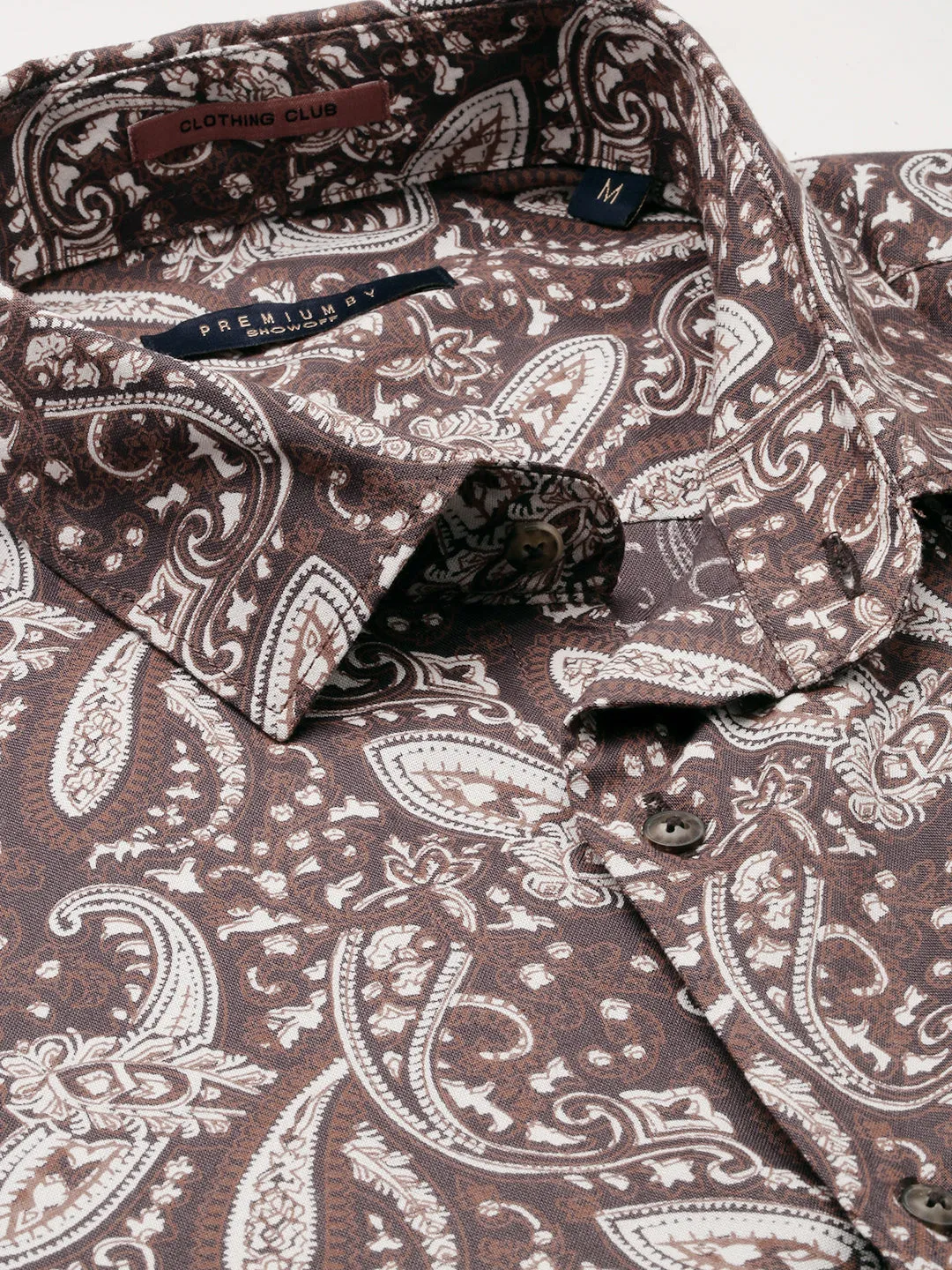 Men Brown Standard Floral Printed Cotton Casual Shirt