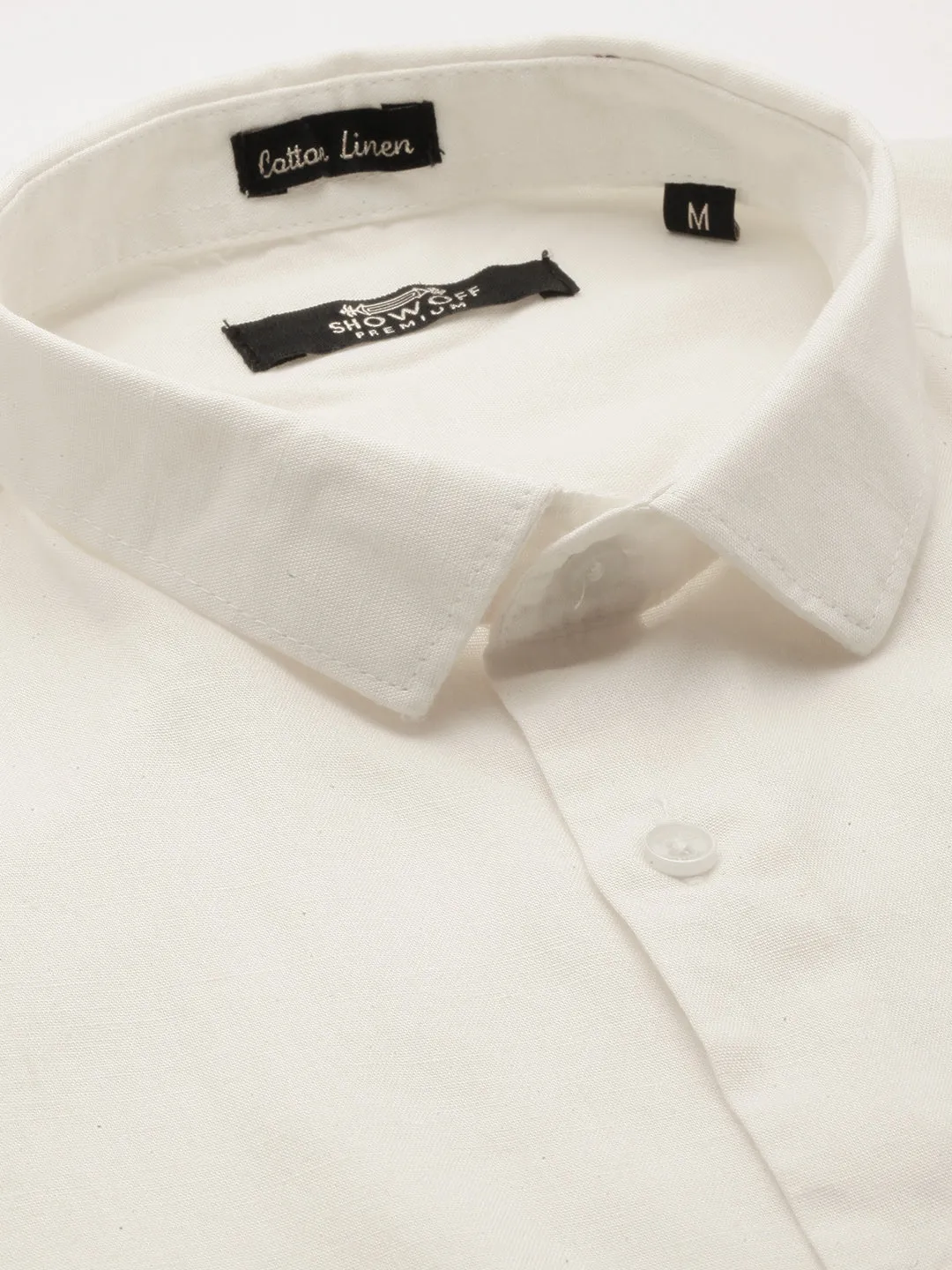 Men Cream Classic Cotton Casual Shirt