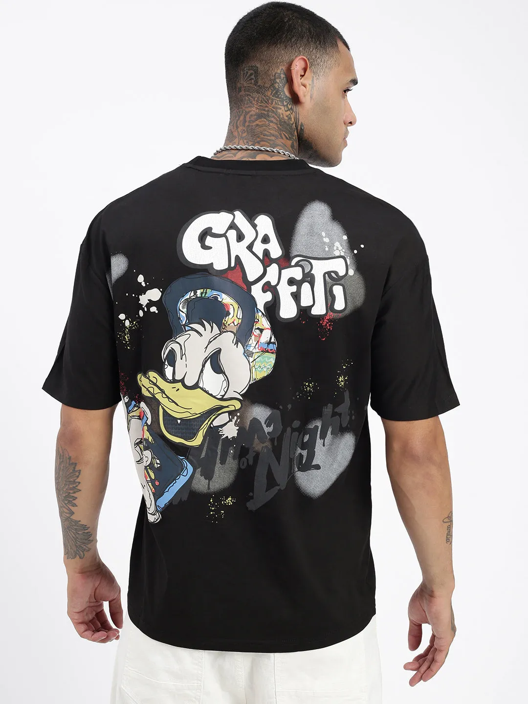 Men Graphic Black Relaxed Fit T Shirt